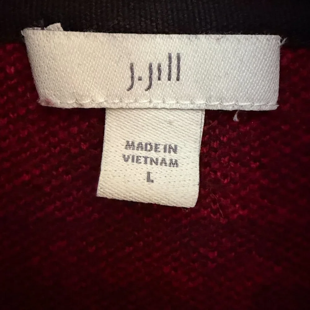 J.Jill Red & Black Buffalo Plaid Open Front Cardi - Size L - Picture 6 of 15